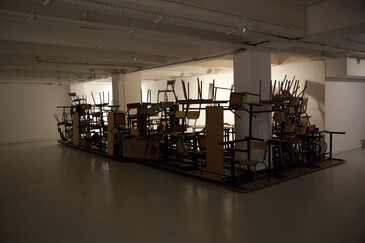 View of the On the Qui Vive installation in exhibition context
