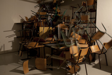 View of the On the Qui Vive installation in exhibition context