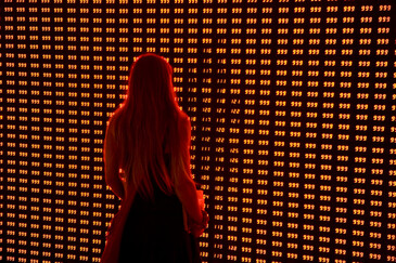 View of the Crossing Values installation in exhibition context