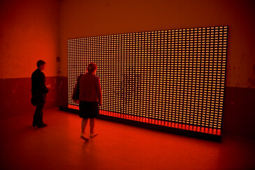 View of the Crossing Values installation in exhibition context