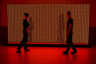 View of the Crossing Values installation in exhibition context