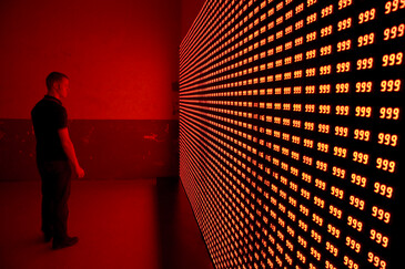 View of the Crossing Values installation in exhibition context