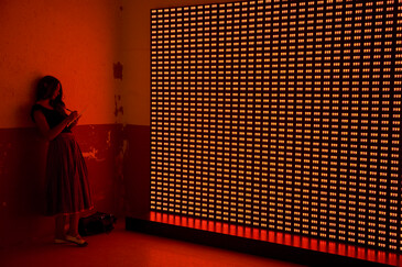 View of the Crossing Values installation in exhibition context